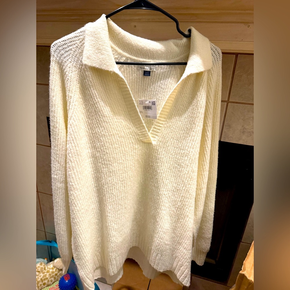 American Eagle Polo Vneck Oversized Sweater